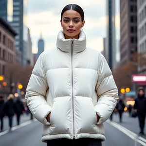 Chaquetas acolchadas con cremallera de punto de gran tamaño para mujer, holgadas, cálidas, de invierno, de manga larga, con capucha, acolchadas, a prueba de viento y transpirables - Product Image 5