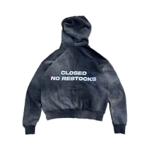 Conjunto de Sudadera con Capucha y Pantalones Deportivos de Felpa con Cierre de Cremallera de 420 g, 100 % Algodón, Corte Holgado, Diseño Forrado, Estampado Flocado, Cortavientos, Transpirable, para Hombre, Invierno - Product Image 2