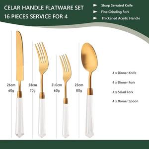 Ensemble de couverts élégant en acier inoxydable fini or avec poignée en acrylique Couverts élégants pour dîner Présentoir de buffet pour brunch - Product Image 5