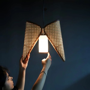 Classic Eco Green Rattan Bamboo Hanging Pendant <b>Light</b> Unique Design Adjustable Height E26 Base for Hotel Project Installation - Product Image 3