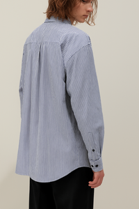 Camisa de Hombre de Manga Larga a Rayas con Botones |   Camisa Casual de Algodón de Corte Holgado |   Fabricante OEM/ODM - Product Image 2