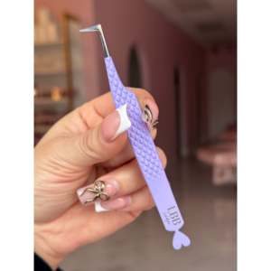Pince à épiler de précision en forme de L à 90 degrés pour extensions de cils, en acier inoxydable, avec pointe inclinée et pointue - Product Image 6