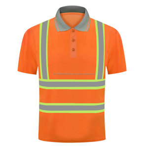 Custom Worker Uniform <b>Hi</b> <b>Vis</b> Polo <b>Shirts</b> Men Reflective Tapes Polo <b>T</b>-<b>Shirts</b> Safety Work wear High Visibility Road Safety Polos - Product Image 1