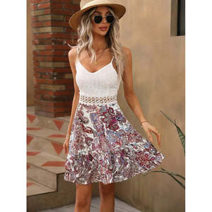 Women's <b>Strappy</b> V-Neck <b>Top</b>, Lace Skirt, Supreme Mini Dress, 36905 - Burgundy - Product Image 5