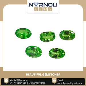 Pierres précieuses naturelles taillées en ovale de Tsavorite et d'Émeraude verte, cristaux verts forestiers facettés en vrac pour la fabrication de clous de boucles d'oreilles sur mesure - Product Image 2