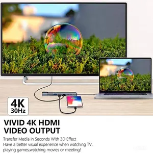 USB C Hub 8 In 1 tip C 3.1 için 4K HDMI adaptörü SD/TF kart okuyucu PD hızlı şarj Macbook Air için