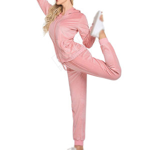 Conjunto Deportivo de Pantalones y Sudadera con Capucha de Terciopelo de Algodón para Mujer, Ropa Casual de Calle, Logotipo Personalizado, Fabricante OEM ODM - Product Image 2