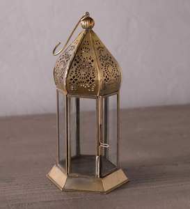 2026 Ramadan Decorations Brass Antique Metal <b>Moroccan</b> Candle Holder <b>Lanterns</b> Thin Slim Design <b>Lanterns</b> - Product Image 4