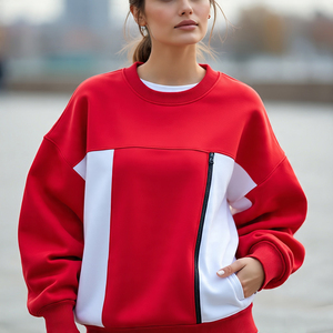 1/4 Zip Oversize Drop Shoulder 450 GSM Sudaderas Transpirable Heavyweight Loose Fit Custom Oversize 500 GSM Sudaderas Mujeres - Product Image 2