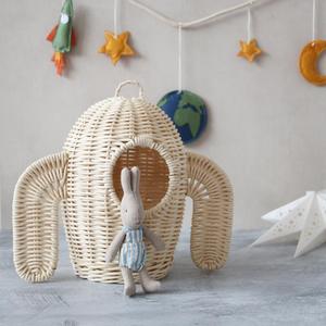 Vaisseau spatial mignon en osier en rotin pour la décoration de chambre d'enfant pour les 5 à 7 ans - Product Image 1