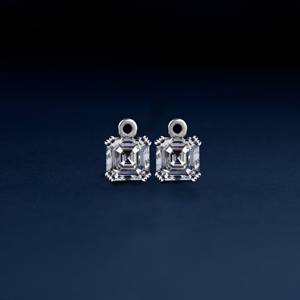 1 Ct cada Asscher Cut Lab Grown Diamond Earring Charms Stud Pendientes Regalo DE BODA Regalo para ella Regalo para aniversario para pendientes - Product Image 3