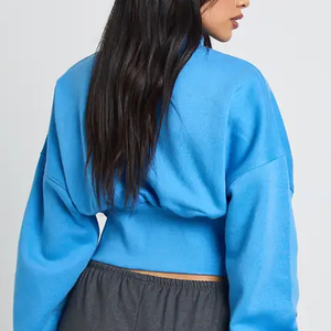 Sweat-shirt confortable pour femmes avec doublure en polaire douce, fermeture éclair, manches longues, design de logo personnalisé, design de poignets côtelés - Product Image 4