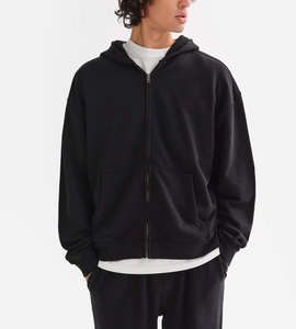 เสื้อฮู้ดดี้ทรงหลวมแบบมีซิป รุ่นใหม่มาแรง ทรงดรอปไหล่ ผ้าเทอร์รี่ฟอกสีสไตล์ฝรั่งเศส สำหรับผู้ชาย - Product Image 1