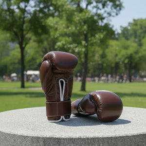 Guantes de Boxeo Marrones de Alta Calidad, de Cuero Genuino, con Soporte de Muñeca con Cierre de Gancho y Bucle, Dedos Completos, Personalizables, para Entrenamiento - Product Image 4