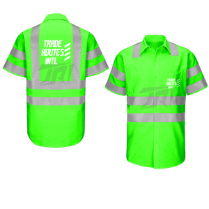 Conjunto de ropa de trabajo personalizada de calidad superior, babero de poliéster verde y camisa abotonada con cuello redondo para trabajos al aire libre e industriales - Product Image 5
