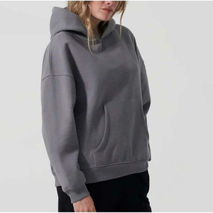 Sweats à capuche à épaules tombantes pour femmes Sweatshirt à capuche et sweat-shirt décontracté de haute qualité en coton de couleur grise pour femmes - Product Image 6