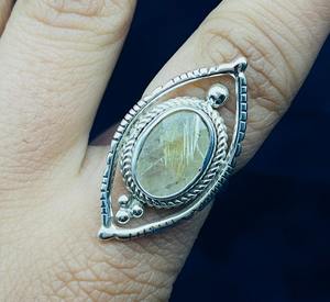 แหวนพลอยควอทซ์พลอยทับทิมสีทองธรรมชาติสำหรับผู้หญิงเพชรเจียระไนทรงรีสำหรับงานแต่งงานและงานเลี้ยง - Product Image 2