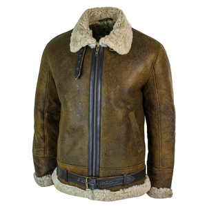 แจ็คเก็ตหนังแท้สำหรับผู้ชาย, เสื้อแจ็คเก็ตหนังแท้ปกขนเป็ดไซส์ใหญ่พิเศษ - Product Image 1