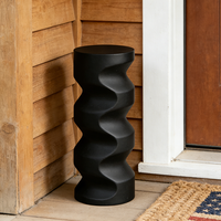 Alas Resin Hitam Spiral Bergelombang - Desain Kontemporer, Alas Luar Ruangan yang Stylish untuk Pot Tanaman & Aksen Taman di Pintu Masuk