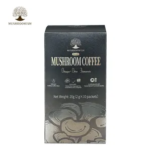 OEM混合3合1有机蘑菇提取物咖啡阿拉比卡与狮子鬃毛灵芝虫草黑咖啡混合焦点能量