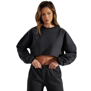 Sudadera Corta Casual para Mujer, Primavera-Otoño-Invierno 2026, Personalizable por Delante, 100% Algodón Ecológico, Hombros Caídos, con Logotipo - Product Image 1