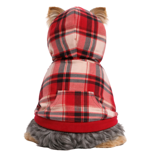 Sweat à capuche rouge à carreaux pour chiens et propriétaires, ensemble assorti, confortable et élégant, pour animaux de compagnie et humains, motif à carreaux rouges - Product Image 6