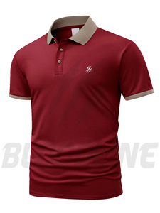 Camisa de Manga Corta para Hombre Bloodline, Color Sólido, Tejido de Algodón, Transpirable, de Secado Rápido, Corte Regular Formal, Marrón - Product Image 2