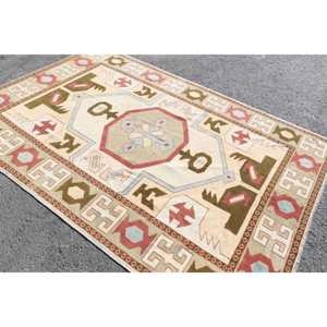 พรมวินเทจขนาด 5.6x8.1 ฟุต, พรม, พรมแดงสไตล์โอเรียนทัลทำจากขนสัตว์ - Product Image 2