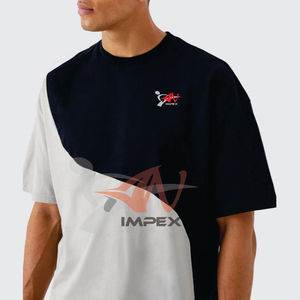 T-shirts en coton de nouvelle conception, logo personnalisé, t-shirt à deux tons, t-shirt pour homme, t-shirt à blocs de couleur - Product Image 3