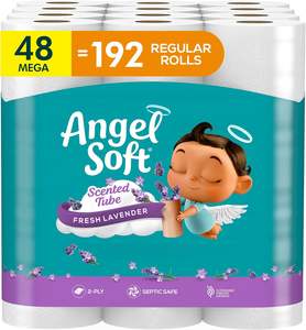 Papier toilette Angel Soft avec parfum de lavande fraîche, tube, 48 méga rouleaux = 192 rouleaux normaux, papier toilette doux et résistant - Product Image 4