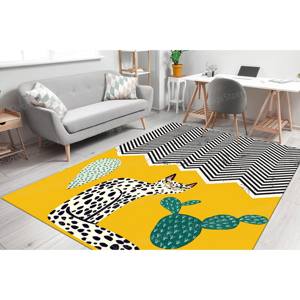 Bright <b>Yellow</b> Cat Rugs, Trendy Modern Rugs, Custom Boho Printed Rug,Luxury Velvet Rug - Product Image 3