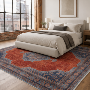 <b>Rug</b> Weavers RW7149 Lycian Indigo <b>Tribal</b> Washable <b>Rug</b> Dropshipping Wholesale Washable Chenille 10 Sizes - Product Image 4