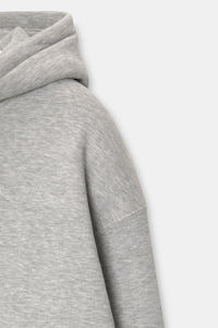 Oversized Heavyweight 600GSM Pullover <b>Sweatshirt</b> Heather <b>Grey</b> Kangaroo Pocket Hoodies <b>Men</b> Embossed Drop Shoulder 100% Cotton - Product Image 6