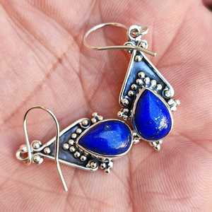 Boucles d'oreilles pendantes en lapis-lazuli, or et argent sterling, bijoux en pierres précieuses - Product Image 3