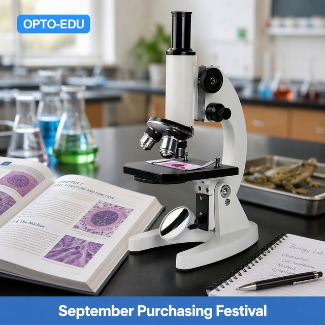 OPTO-EDU A11.1508 1000x-1600x Monocular Biological Microscope for Student School Home Education Lab