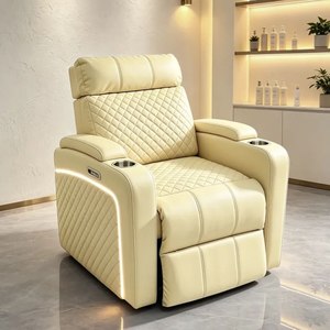 DECORS ALL Fauteuil de salon inclinable en cuir blanc avec porte-gobelet lumineux LED, repose-pieds réglable, design moderne, modèle 6670 - Product Image 5