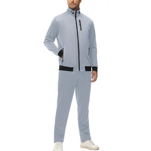 เซ็ตเสื้อกีฬาแขนยาวผ้าฝ้ายสำหรับผู้ชายชุดออกกำลังกาย2ชิ้นแบบปรับแต่งได้สำหรับฤดูหนาวสีชมพูเฟรนช์เทอร์รี่ยิม - Product Image 4