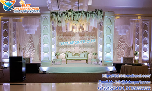 Décor de scène de mariage thème d'or Royal indien Gujarati réception de mariage scène de nuit décor de scène de mariage indien traditionnel - Product Image 3
