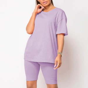 Gran oferta, Conjunto de camiseta sólida de lujo de alta calidad para mujer, Top de manga corta y pantalones cortos de verano, conjunto de ropa de 2 uds para mujer, dos conjuntos - Product Image 2