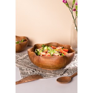 Grand saladier en bois d'acacia agitant bol décoratif en palissandre bol à collation sculpté à la main - Product Image 3