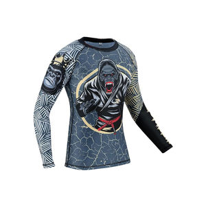 Compression Shirt MMA Shorts Fight Wear for <b>Men</b> Jiu Jitsu Bjj <b>Rash</b> <b>Guard</b> Set - Product Image 2