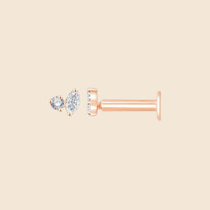 Pendientes de Diamantes Redondos Dobles con Incrustaciones de 0.06 Quilates F-VS en Oro Sólido de 14K para Novia, Boda, Compromiso, Fiesta - Product Image 3