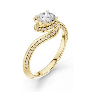 Anillo de Compromiso con Diamante de Laboratorio Redondo Brillante de 0.996 CT, con Halo Trenzado, Claridad VVS-VS EF, Oro de 18K, 14K, 10K y Plata 925 - Product Image 4