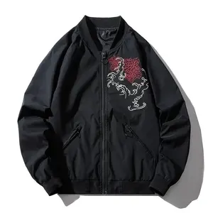 도매 높은 거리 폭격기 재킷 남자 사용자 정의 용 자수 폭격기 재킷 가을 남자의 패션 힙합 재킷