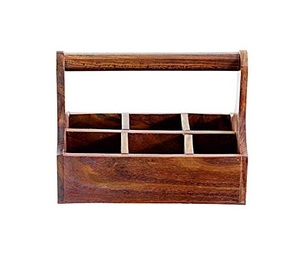 Utensilio de madera de Acacia con logotipo personalizado grabado, Caddy, compartimiento múltiple, almacenamiento de cubiertos - Product Image 3