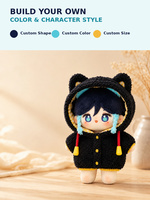 Peluche personnalisée ours de 10 cm avec capuche, costume noir, personnage doux, jouet en peluche OEM ODM en gros