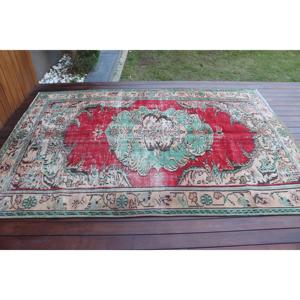 พรมตุรกีขนาดใหญ่ 5.4x8 ฟุต พรมวินเทจ พรมลายพรางสีแดง - Product Image 3