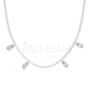 Collar de boda de dos tonos de diamante cultivado Leb ovalado de alta calidad, hermoso regalo de plata 925 para mujeres para compromiso y fiesta - Product Image 1
