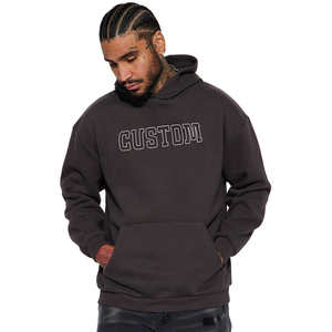 Sweat à capuche épais automne personnalisé imprimé brodé uni et teint surdimensionné pull chaud en coton épais sweat pour hommes femmes confort - Product Image 1