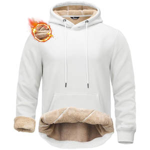 Custom Solid <b>Sherpa</b> <b>Fleece</b> Lined Pullover Hoodie 100% Cotton French Terry Streetwear for <b>Men</b> 300 GSM Winter Fashion Anti-Wrinkle - Product Image 1